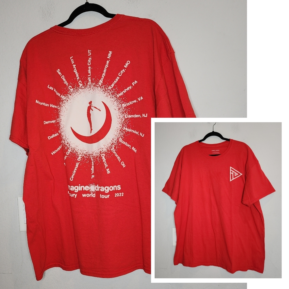 Imagine Dragons Mercury World Tour 2022 Red Tee Shirt Size XXL
